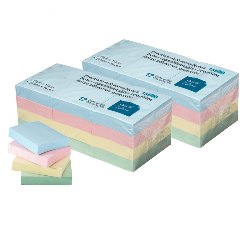 Klingy Sticky Notes, Mini Self-Stick Memo Notes - Self Adhesive - 1 Â½ X 2 Inches - 100 Sheets Per Pad, 24 Pads Per Pack - Premium Quality - for Home, Office, School (Pastel) - Image 2